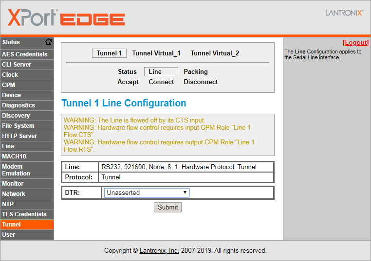 Xport Edge Tunnel Hardware Handshake Settings
